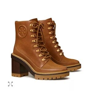 Tory Burch Brown Lace-Up Boots